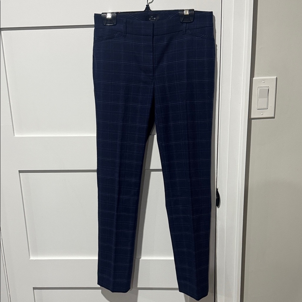 White House Black Market Navy Plaid Ankle Pants